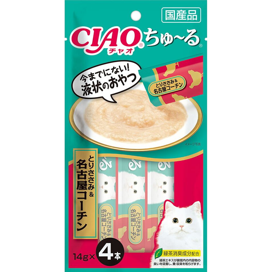 いなばペットフード CIAO ちゅ～る とりささみ＆名古屋コーチン 14g×4本 猫用おやつ