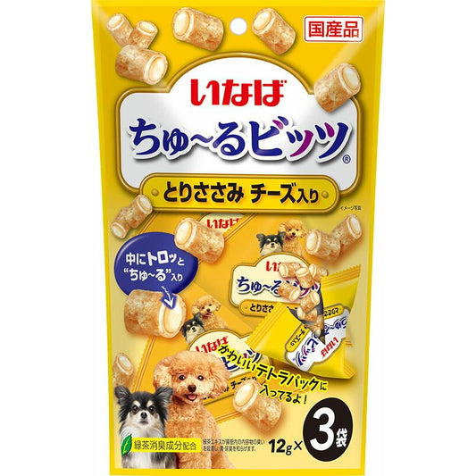 いなばペットフード ちゅ～るビッツ とりささみ チーズ入り 12g×3袋 犬用おやつ