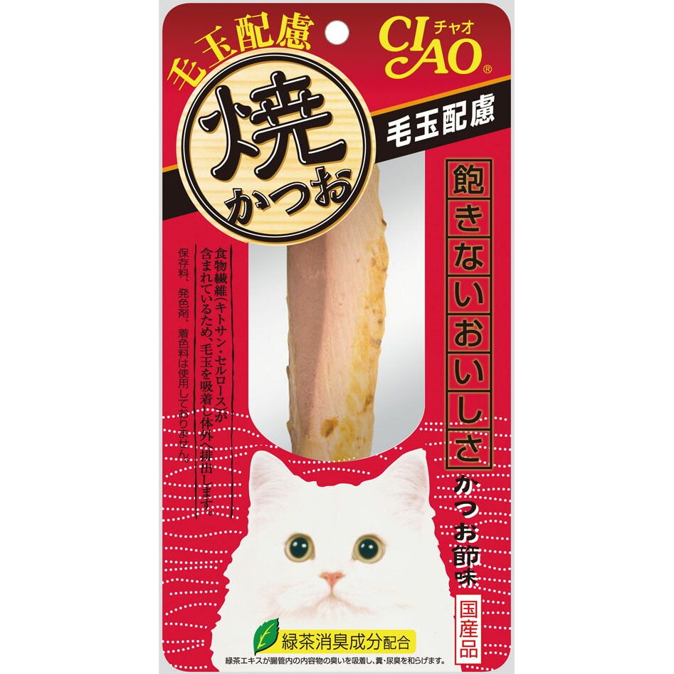 （まとめ買い）いなばペットフード CIAO 焼かつお 毛玉配慮 かつお節味 1本 YK-27 猫用 〔×24〕