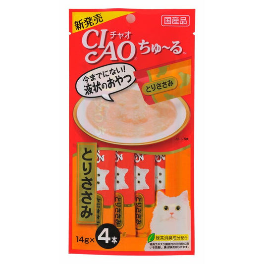 （まとめ買い）いなばペットフード CIAO ちゅ～る とりささみ 14g×4本 SC-73 猫用 〔×24〕