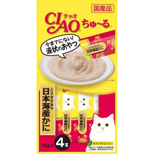 （まとめ買い）いなばペットフード CIAO ちゅ～る とりささみ＆日本海産かに 14g×4本 4SC-76 猫用 〔×24〕