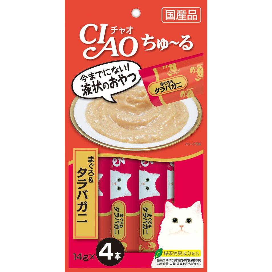 （まとめ買い）いなばペットフード CIAO ちゅ～る まぐろ＆タラバガニ入り 14g×4本 SC-108 猫用 〔×24〕