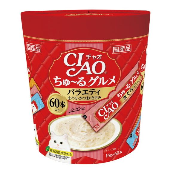 （まとめ買い）いなばペットフード CIAO ちゅ～るグルメ バラエティ 14g×60本 SC-138 猫用 〔×3〕