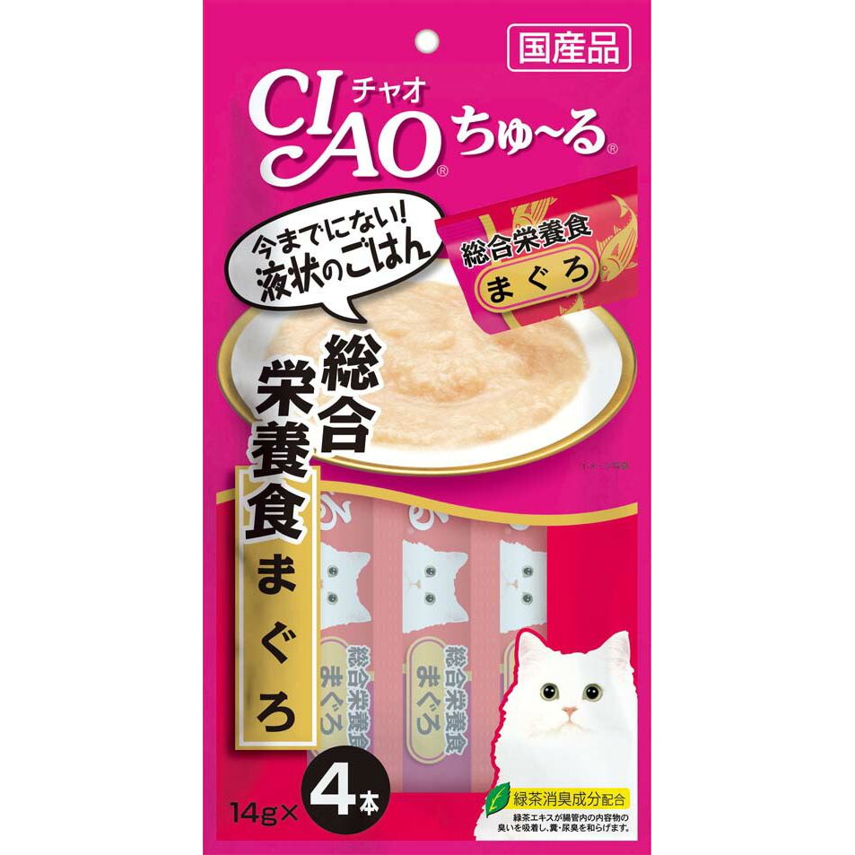 （まとめ買い）いなばペットフード CIAO ちゅ～る 総合栄養食 まぐろ 14g×4本 SC-147 猫用 〔×16〕