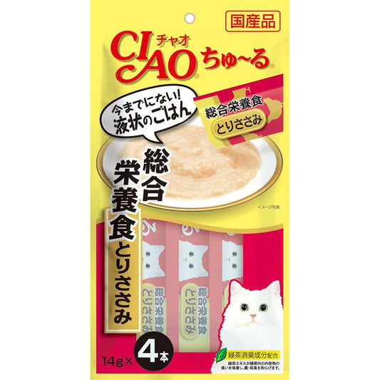 （まとめ買い）いなばペットフード CIAO ちゅ～る 総合栄養食 とりささみ 14g×4本 SC-148 猫用 〔×16〕