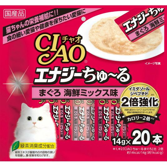 いなばペットフード CIAO エナジーちゅ～る まぐろ 海鮮ミックス味 14g×20本入り SC-164