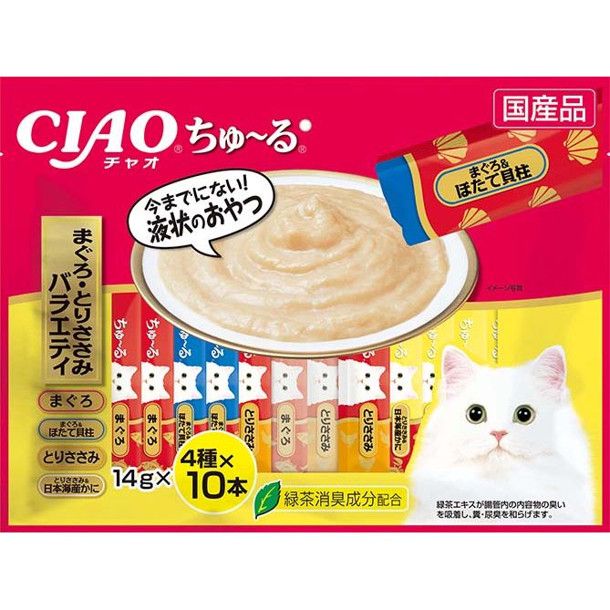 いなばペットフード CIAO ちゅ～る まぐろ・とりささみバラエティ 14g×40本 猫用おやつ