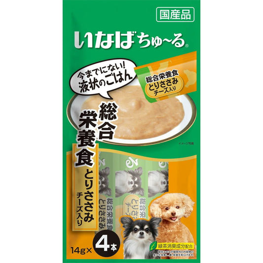 （まとめ買い）いなばペットフード いなば ちゅ～る 総合栄養食 とりささみ チーズ入り 14g×4本 D-107 犬用 〔×16〕