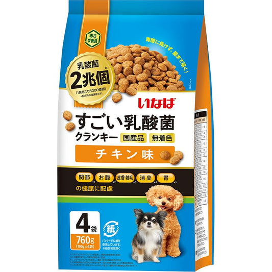 いなばペットフード すごい乳酸菌クランキー チキン味 760g(190g×4袋) 犬用フード