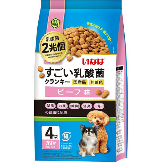 いなばペットフード すごい乳酸菌クランキー ビーフ味 760g(190g×4袋) 犬用フード