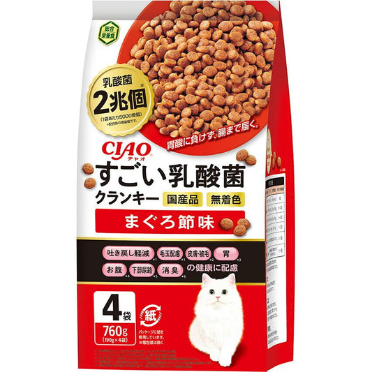 いなばペットフード CIAO すごい乳酸菌クランキー まぐろ節味 760g(190g×4袋) 猫用フード