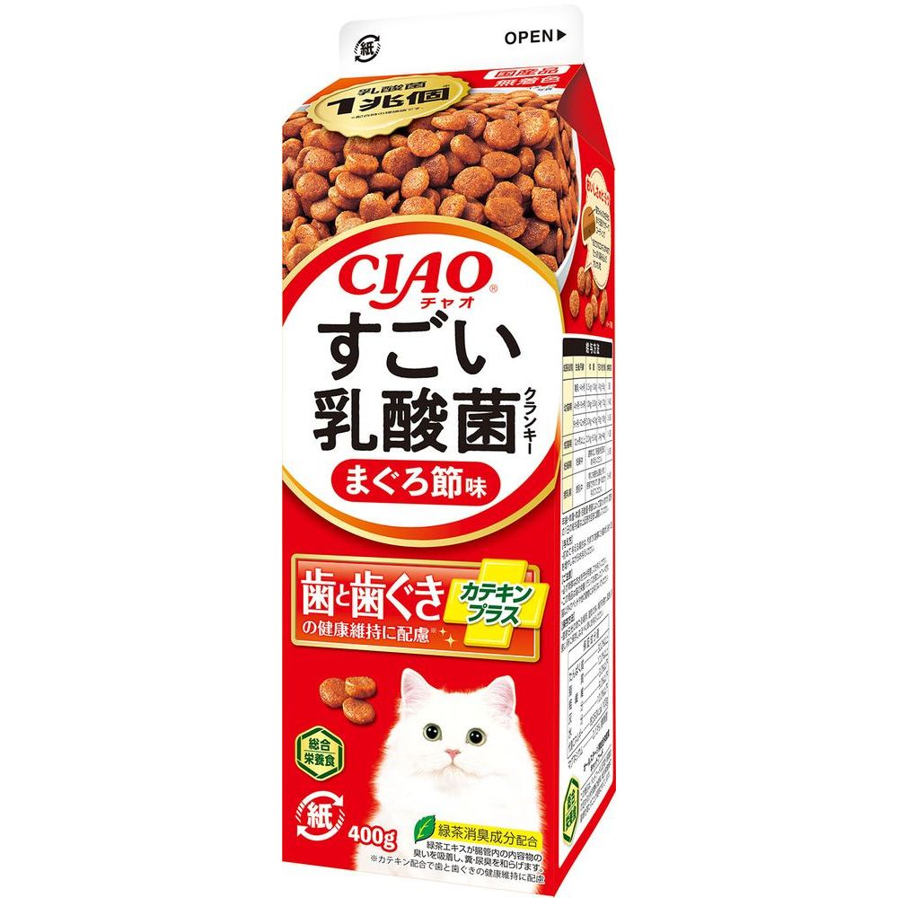 いなばペットフード CIAO すごい乳酸菌クランキー牛乳パック まぐろ節味 400g 猫用フード