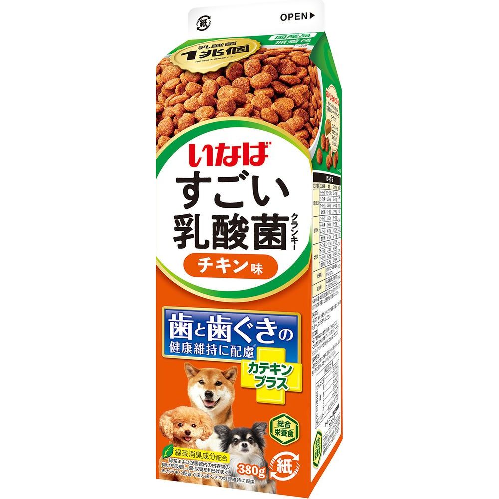 いなばペットフード すごい乳酸菌クランキー牛乳パック チキン味 380g 犬用フード