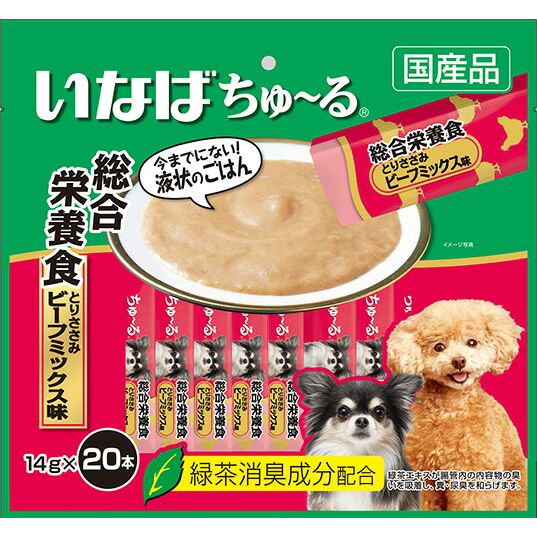 （まとめ買い）いなばペットフード ちゅ～る 総合栄養食 とりささみ ビーフミックス味 14g×20本入 〔×4〕