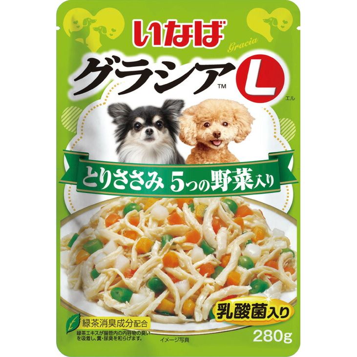 （まとめ買い）いなばペットフード グラシアL とりささみ 5つの野菜入り 280g GL-41 犬用 〔×24〕