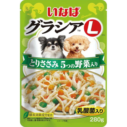 （まとめ買い）いなばペットフード グラシアL とりささみ 5つの野菜入り 280g GL-41 犬用 〔×24〕