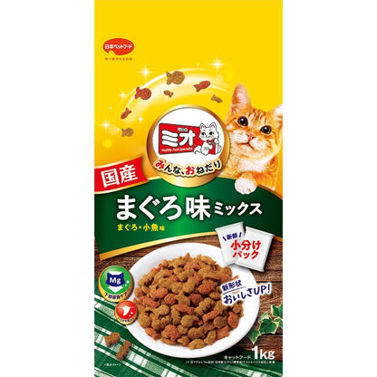 （まとめ買い）日本ペットフード ミオドライミックス まぐろ味 1kg 猫用フード 〔×5〕