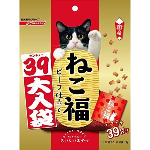 （まとめ買い）ねこ福 ビーフ仕立て 39大入り袋 117g 猫用 〔×6〕