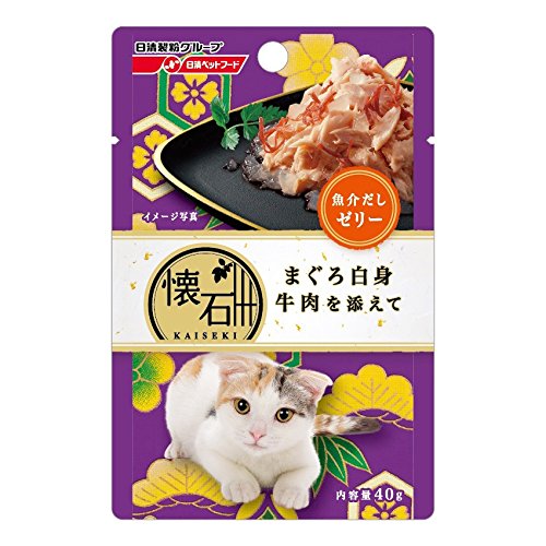 （まとめ買い）ペットライン 懐石レトルト まぐろ白身 牛肉を添えて 魚介だしゼリー 40g 猫用 〔×36〕