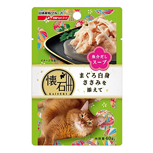 （まとめ買い）ペットライン 懐石レトルト まぐろ白身 ささみを添えて 魚介だしスープ 40g 猫用 〔×36〕