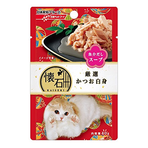 （まとめ買い）ペットライン 懐石レトルト 厳選かつお白身 魚介だしスープ 40g 猫用 〔×36〕