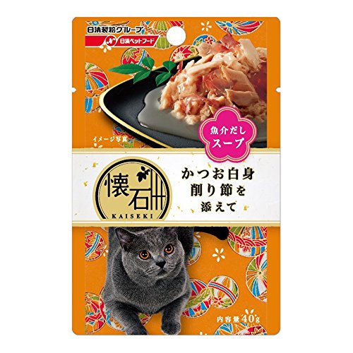 （まとめ買い）ペットライン 懐石レトルト かつお白身 削り節を添えて 魚介だしスープ 40g 猫用 〔×36〕