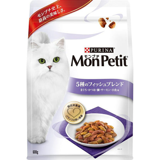 モンプチ バッグ 5種のフィッシュブレンド まぐろ・かつお・鯛・サーモン・小魚味 600g 猫用 キャットフード