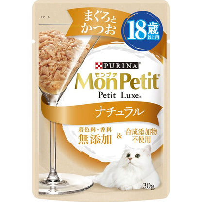 （まとめ買い）ネスレ モンプチ プチリュクス ナチュラル 18歳以上用 まぐろとかつお 30g 猫用フード 〔×48〕