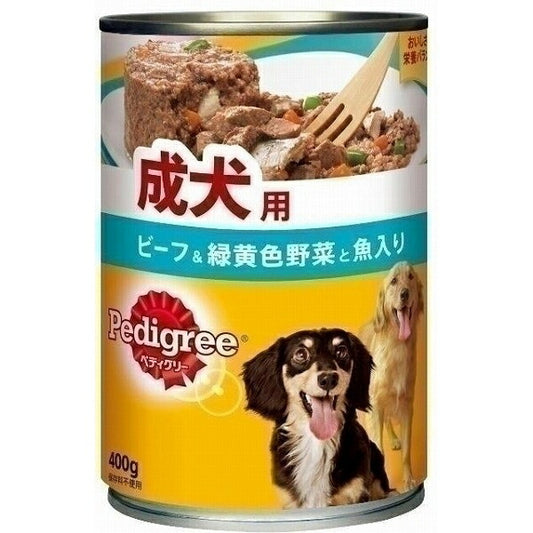 （まとめ買い）ペディグリー P11 成犬用 ビーフ&緑黄色野菜と魚入り 400g 犬用缶詰 ドッグフード 〔×24〕