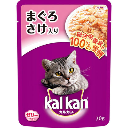 （まとめ買い）マース カルカン パウチ 1歳から まぐろとさけ 70g 猫用 ゼリー仕立 〔×40〕