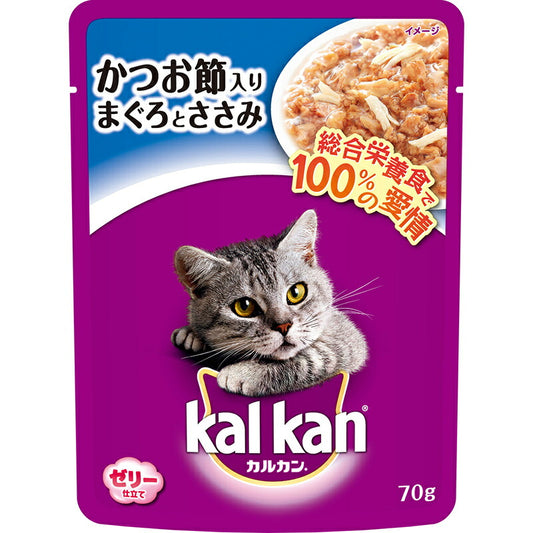 マース カルカン パウチ 1歳から かつお節入りまぐろとささみ 70g 猫用 ゼリー仕立