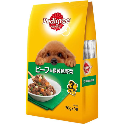 （まとめ買い）ペディグリー P115 成犬用 ビーフ＆野菜 70g×3 ドッグフード 〔×16〕