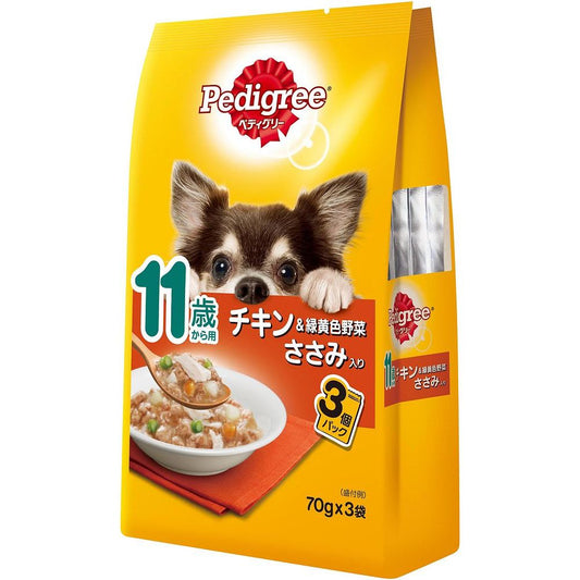 ペディグリー P121 11歳から用 チキン&緑黄色野菜とささみ入り 70g×3袋 犬用 ドッグフード