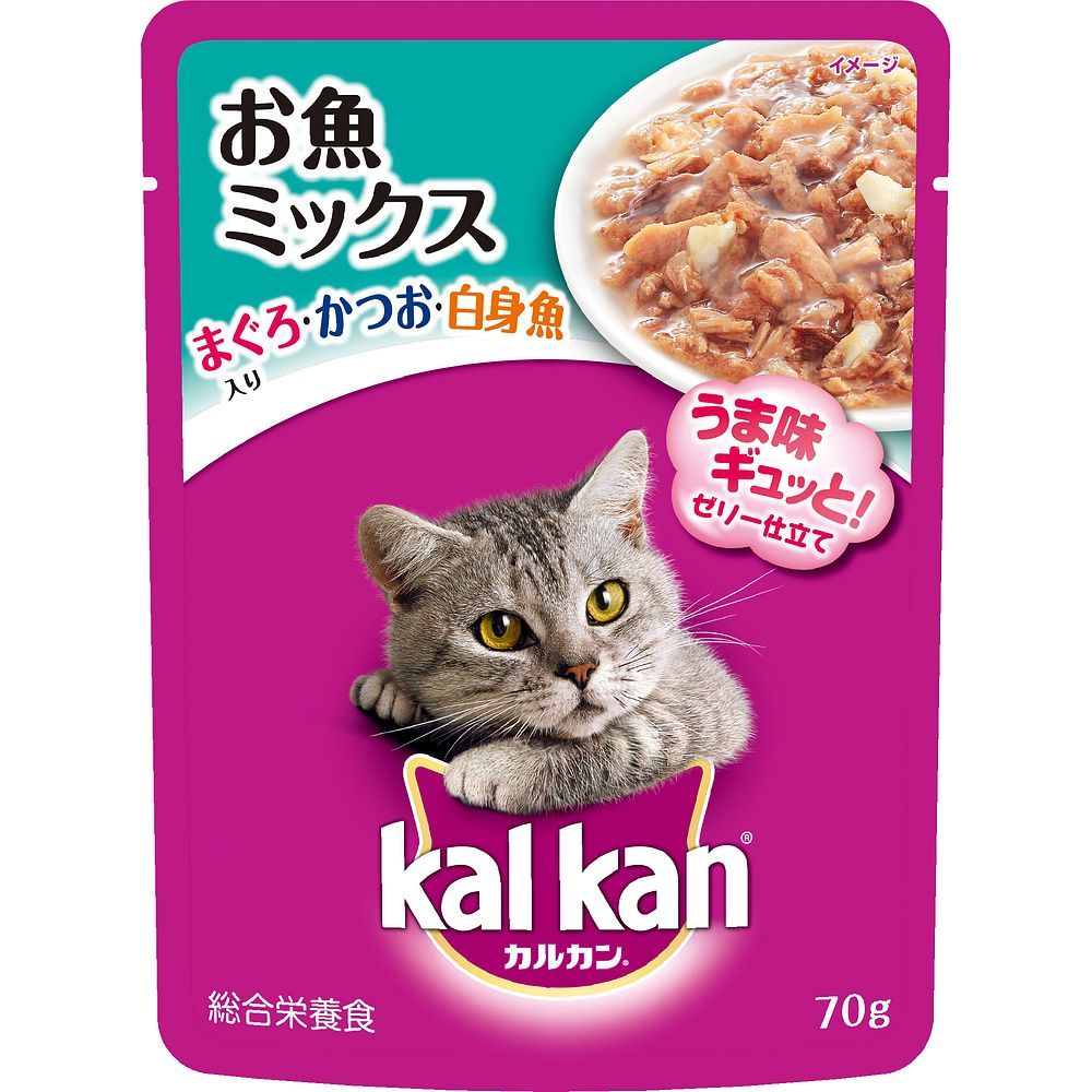 （まとめ買い）カルカン パウチ KWP41 お魚ミックス 70g 猫用 キャットフード 〔×40〕