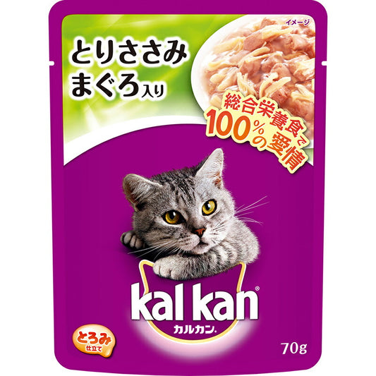 （まとめ買い）マース カルカン パウチ 1歳以上 とろみ仕立て とりささみ まぐろ入り 70g 猫用 キャットフード 〔×40〕