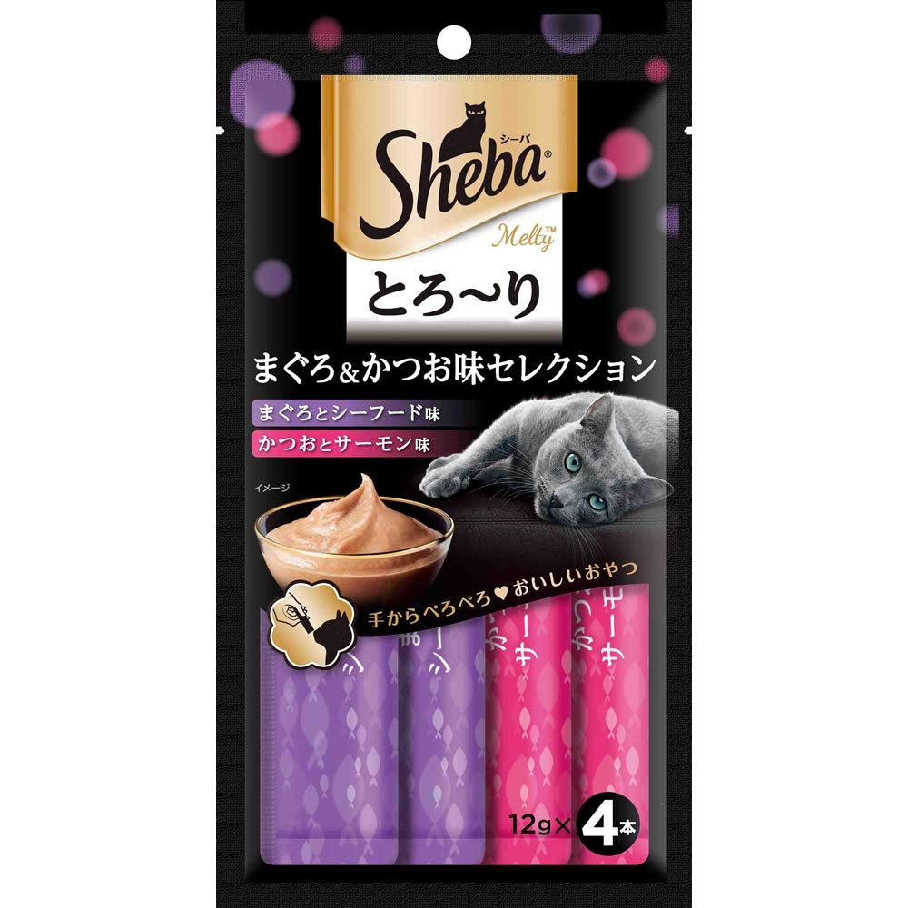 （まとめ買い）マースジャパン シーバ とろ～り メルティ まぐろ＆かつお味セレクション 12g×4P 猫用 〔×24〕