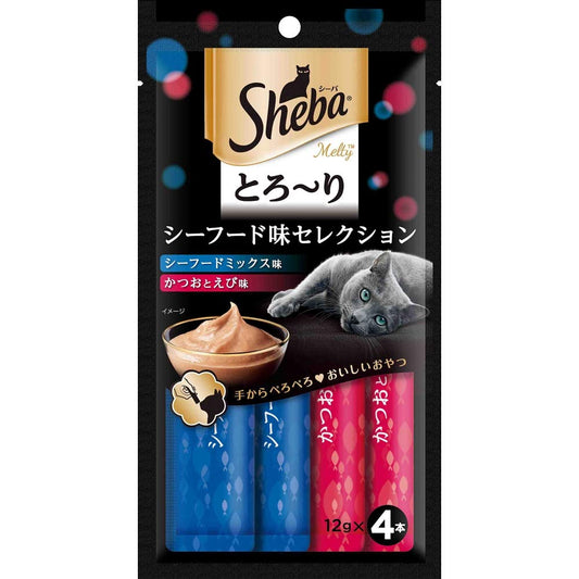 （まとめ買い）マースジャパン シーバ とろ～り メルティ シーフード味セレクション 12g×4P 猫用 〔×24〕