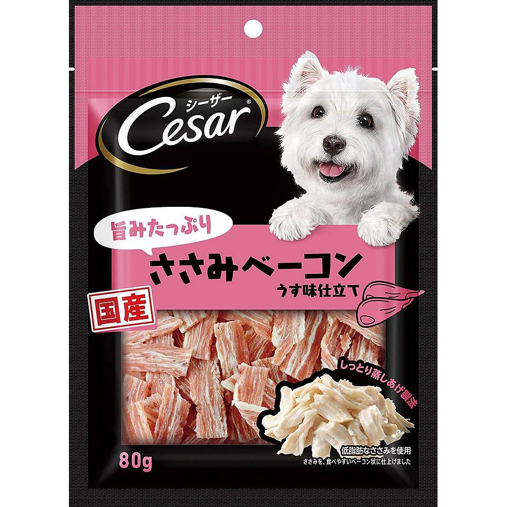 （まとめ買い）マースジャパン シーザースナック 旨みたっぷりささみベーコン 80g 犬用 〔×12〕