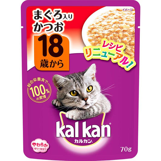 （まとめ買い）マース カルカン パウチ 18歳から まぐろ入りかつお 70g 〔×40〕