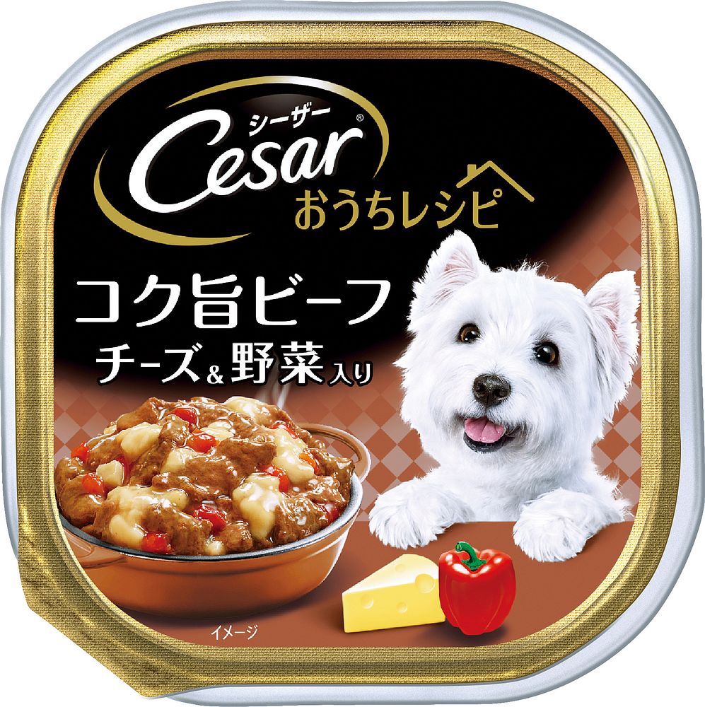 （まとめ買い）マース シーザー おうちレシピ コク旨ビーフ チーズ&野菜入り 100g 犬用フード 〔×24〕