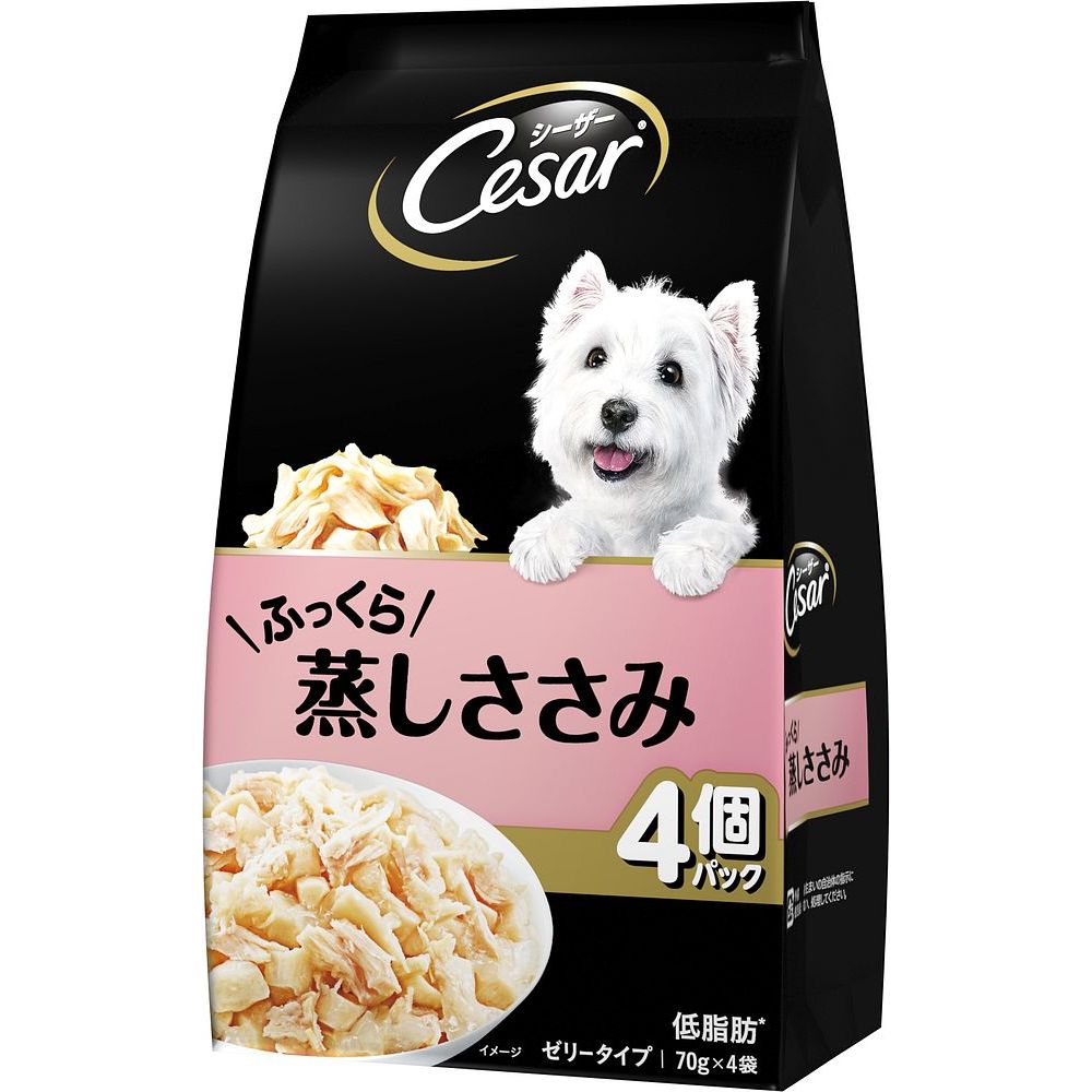 （まとめ買い）マース シーザー ふっくら蒸しささみ 70g×4袋 〔×12〕