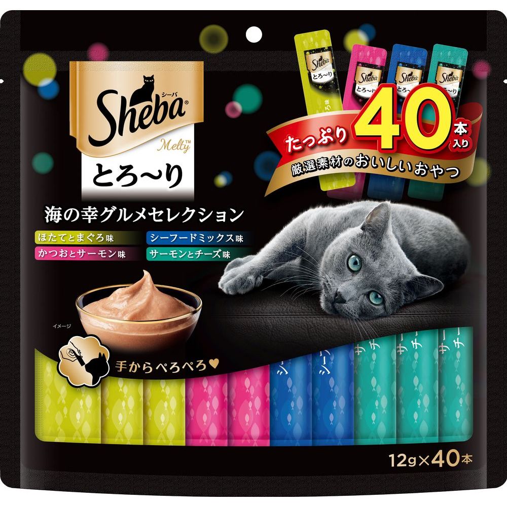 （まとめ買い）マース シーバ とろ～り メルティ 海の幸グルメセレクション 12g×40本 猫用おやつ 〔×3〕