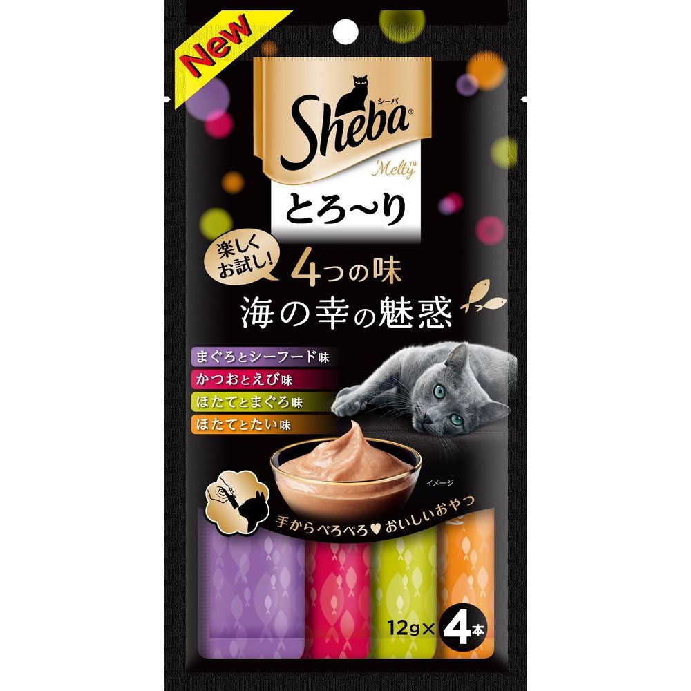 （まとめ買い）マース シーバ とろ～り メルティ 4つの味 海の幸の魅惑 12g×4本 猫用おやつ 〔×24〕