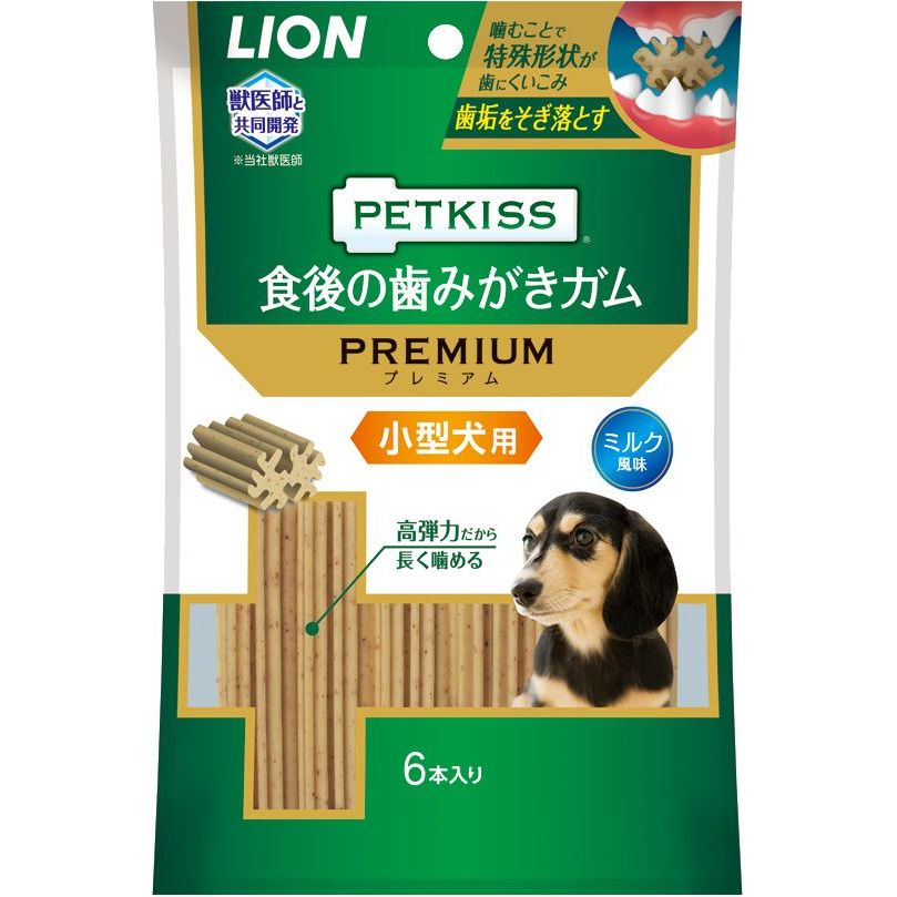 （まとめ買い）ライオン PETKISS 食後の歯みがきガム プレミアム 小型犬用 6本 犬用おやつ 〔×8〕