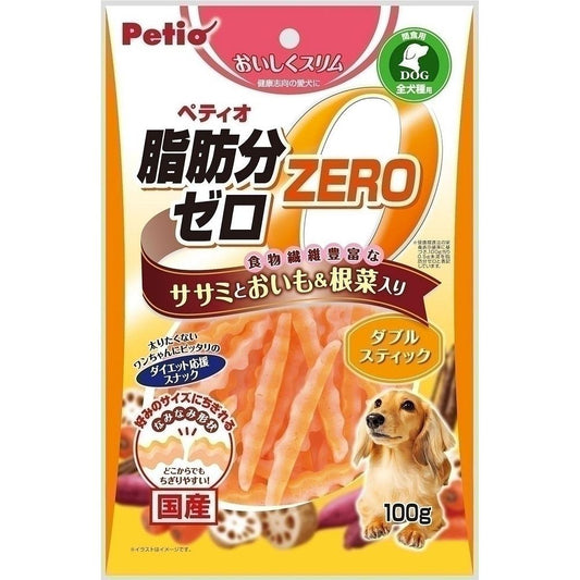 ペティオ おいしくスリム 脂肪分ゼロ ダブルスティック ササミとおいも&根菜入り 100g 犬用