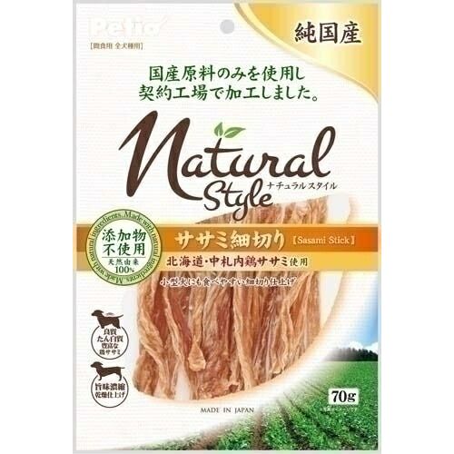 （まとめ買い）ペティオ ナチュラルスタイル ササミ 細切り 70g 犬用おやつ 〔×4〕