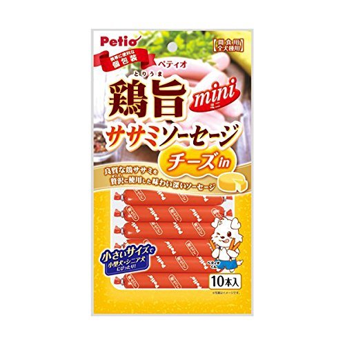 （まとめ買い）ペティオ 鶏旨 ミニ ササミソーセージ チーズin 10本入 犬用 〔×15〕