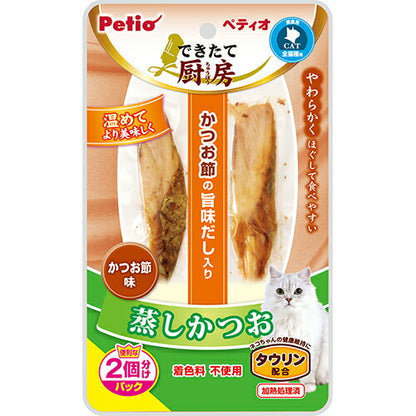 （まとめ買い）ペティオ できたて厨房 キャット 蒸しかつお かつお節味 2本入 〔×30〕