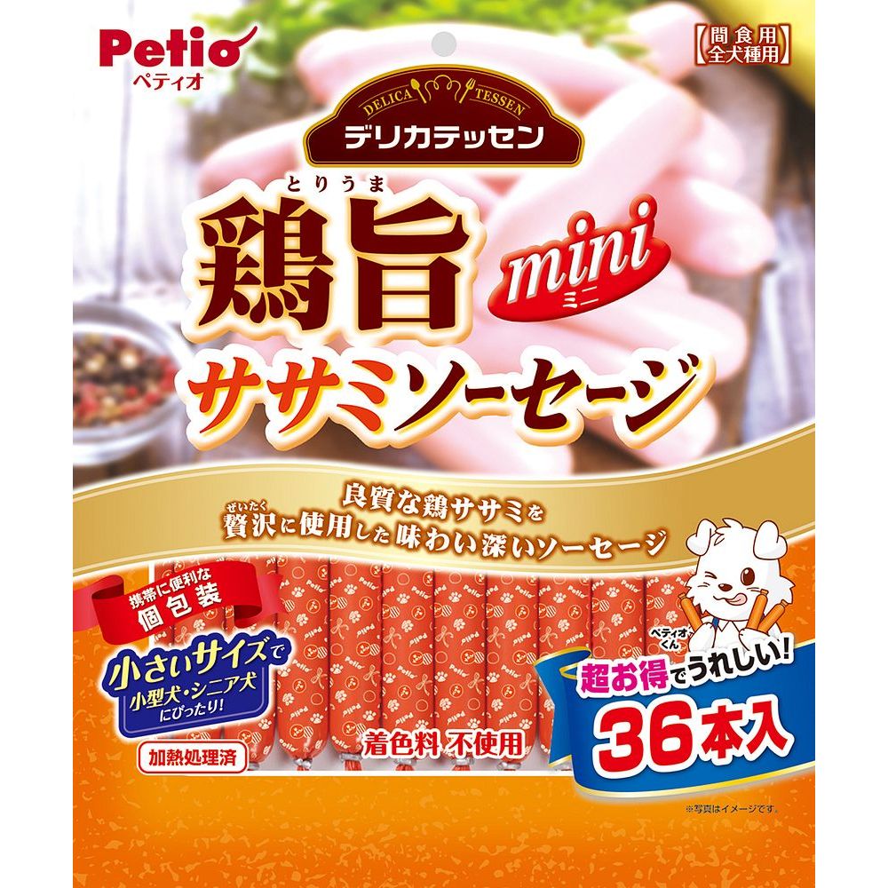 （まとめ買い）ペティオ デリカテッセン 鶏旨 ミニ ササミソーセージ 36本入 〔×6〕