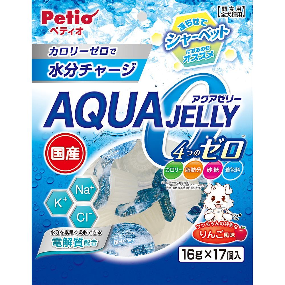 （まとめ買い）ペティオ アクアゼリー 4つのゼロ りんご風味 16g×17個入 犬用おやつ 〔×9〕